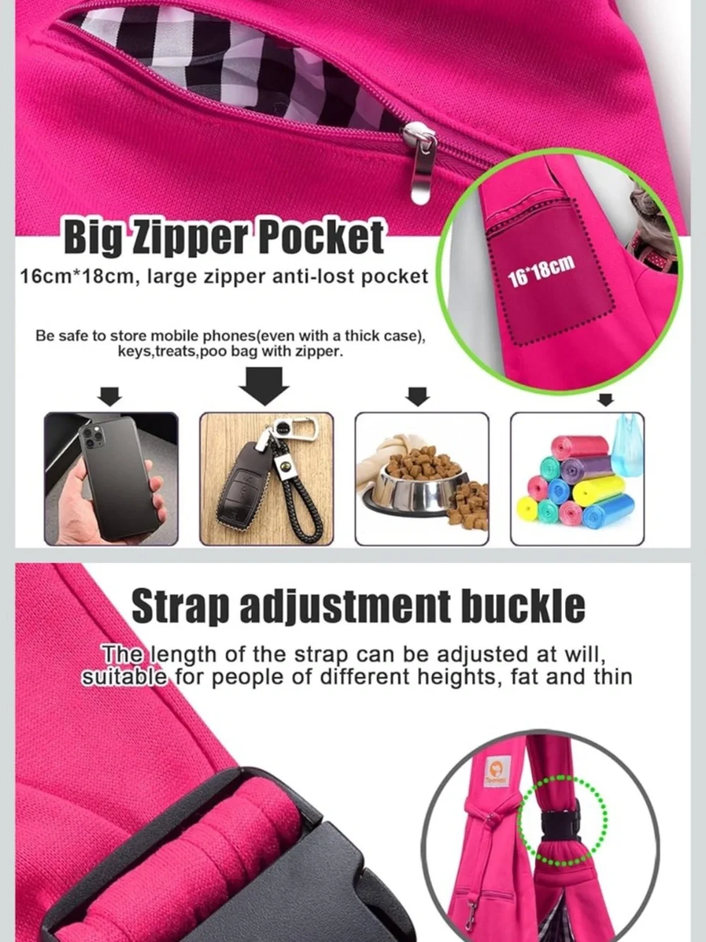 Tomikas Hot Pink Pet Sling Carrier